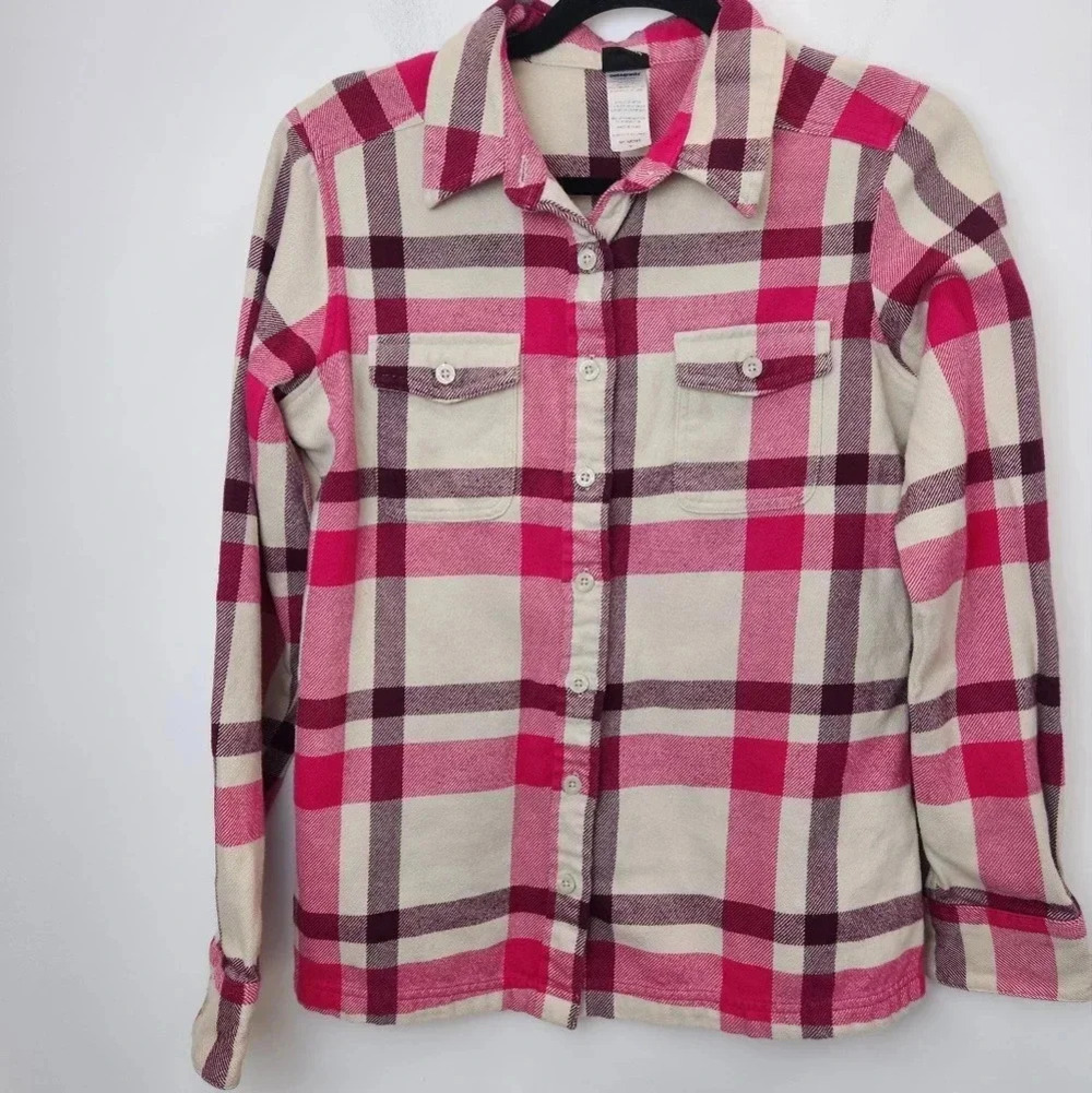 Patagonia Cotton Button Down Flannel Pink  Red Womens Size 8/Medium